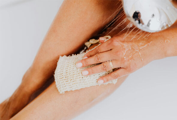 showering with adjustable shower head