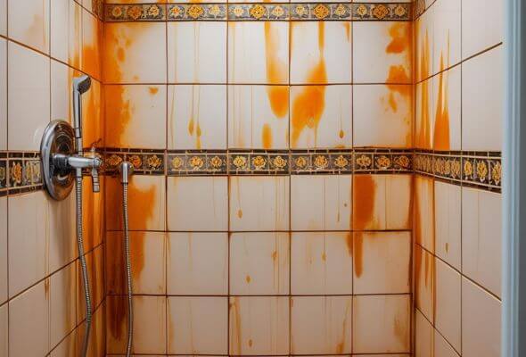 how to prevent orange stains in shower
