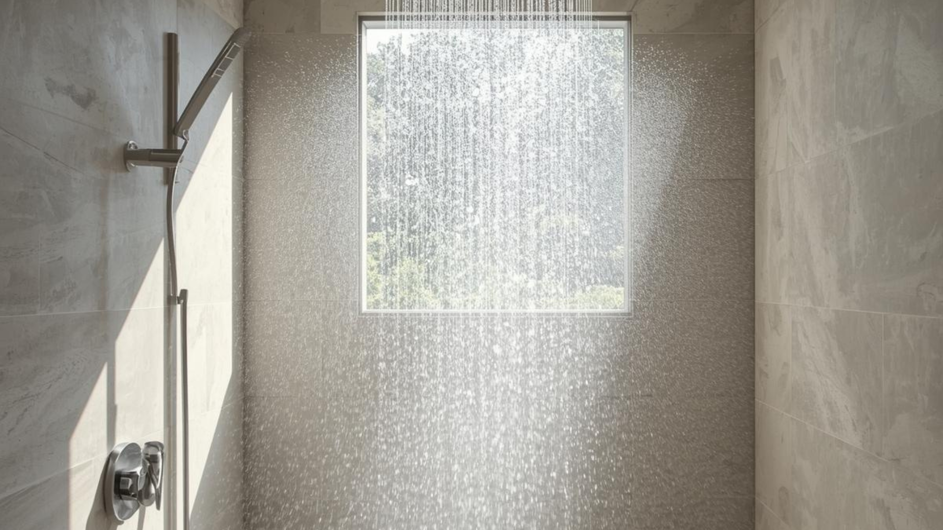Beautiful shower with flowing water.