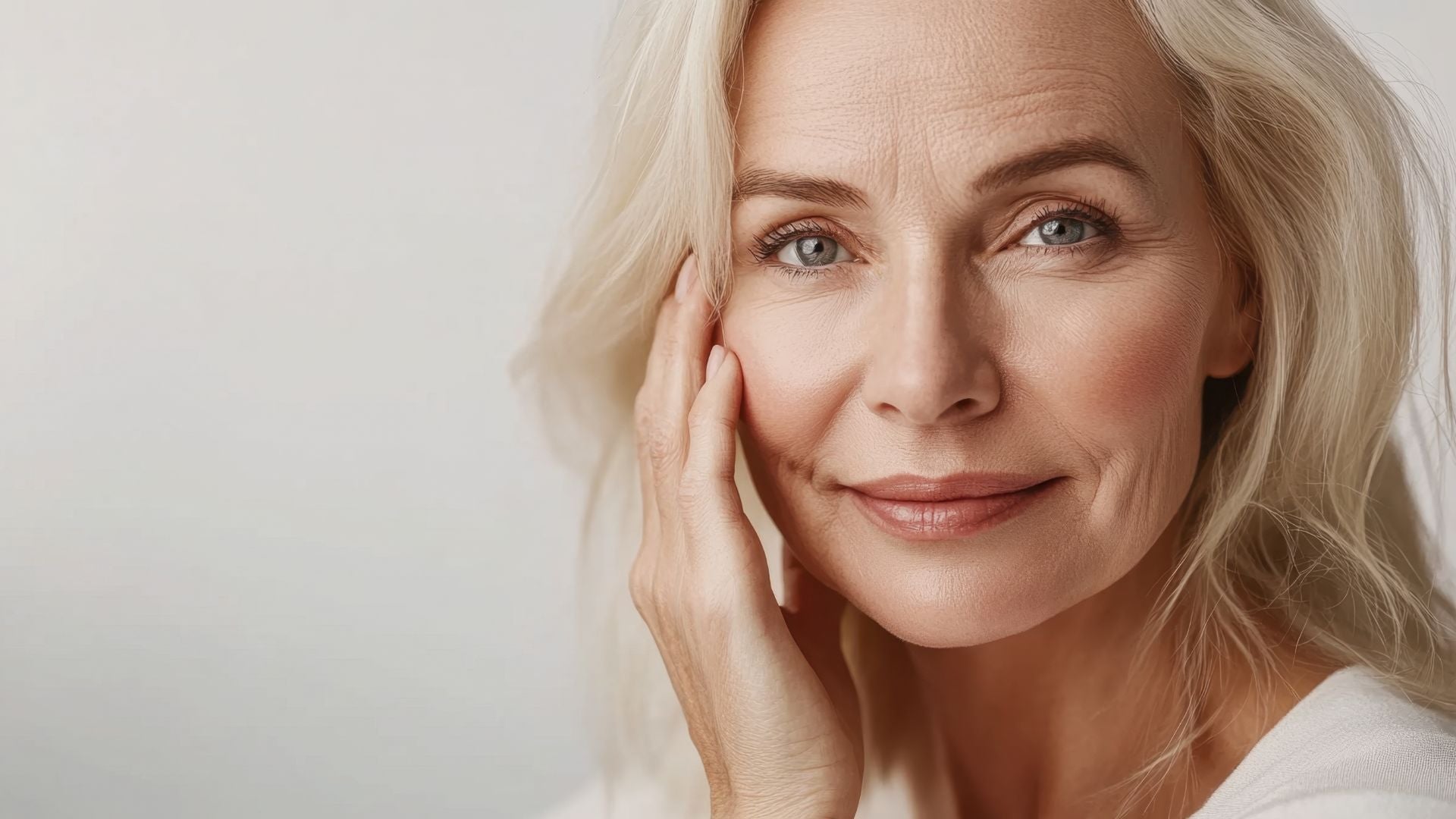 An older woman with beautiful skin