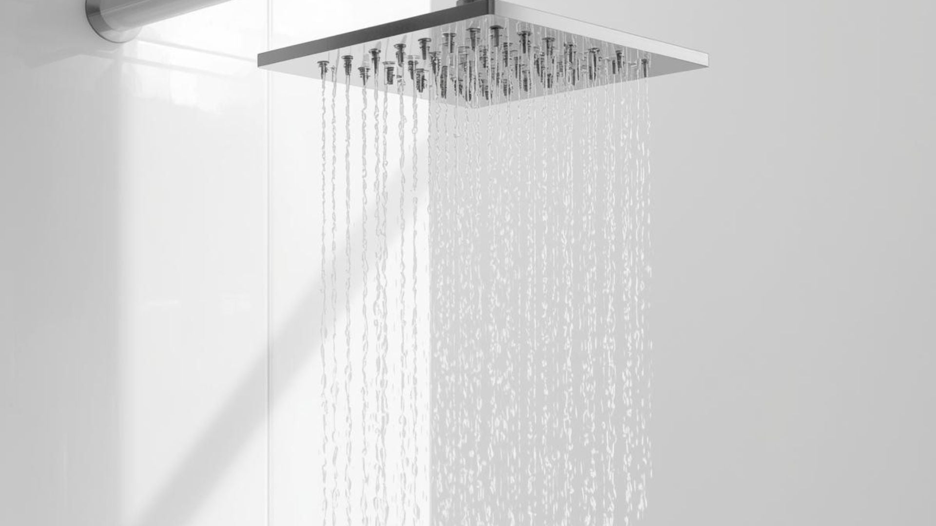 Shower head in minimalist bathroom