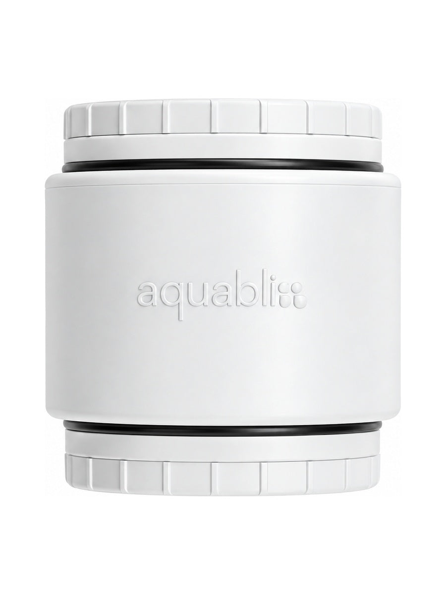 Aquabliss shower filter cartridge on a white background 