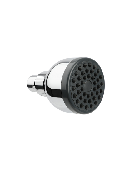 Chrome shower head with Aquabilss branding on a white background
