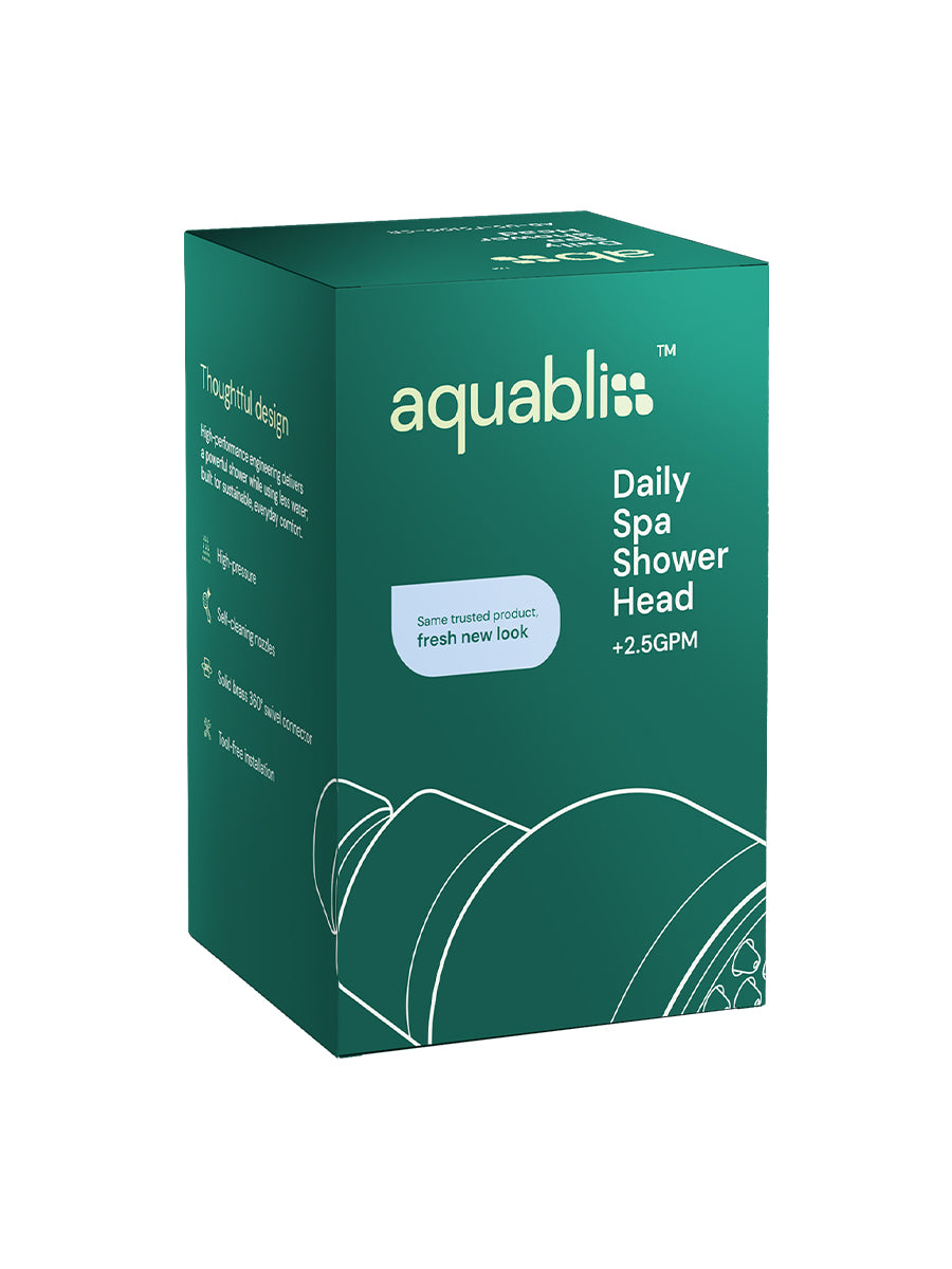 Aquabliss Daily Spa Shower Head packaging on a white background