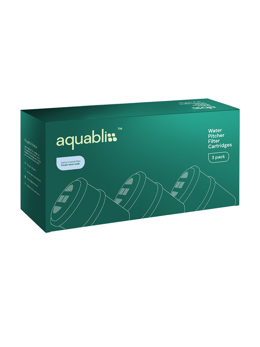 Aquabliss water pitcher cartridges in packaging on a white background 