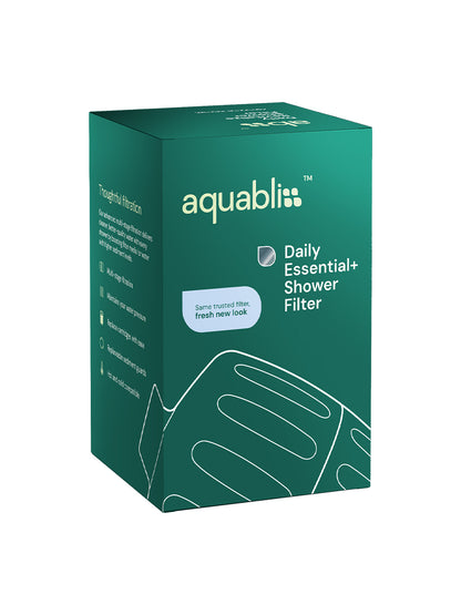 Daily Essential+ Shower Filter box on a white background 