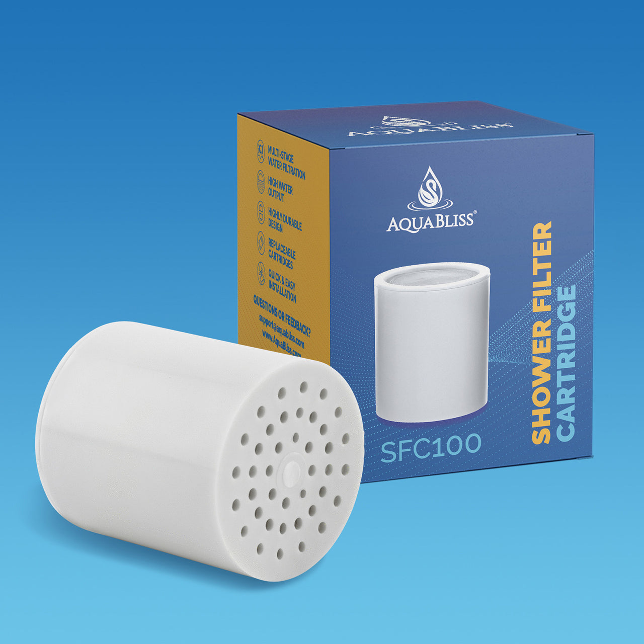AquaBliss SFC100 Revitalizing Shower Filter Replacement Cartridge (SF100 & SF220 Compatible)