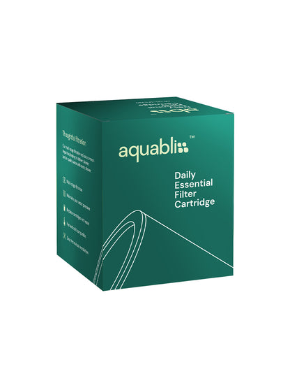 Box of Aquabliss Daily Essential Shower Filter on a white background