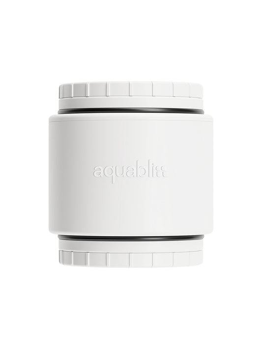 Aquabliss shower filter cartridge on a white background 