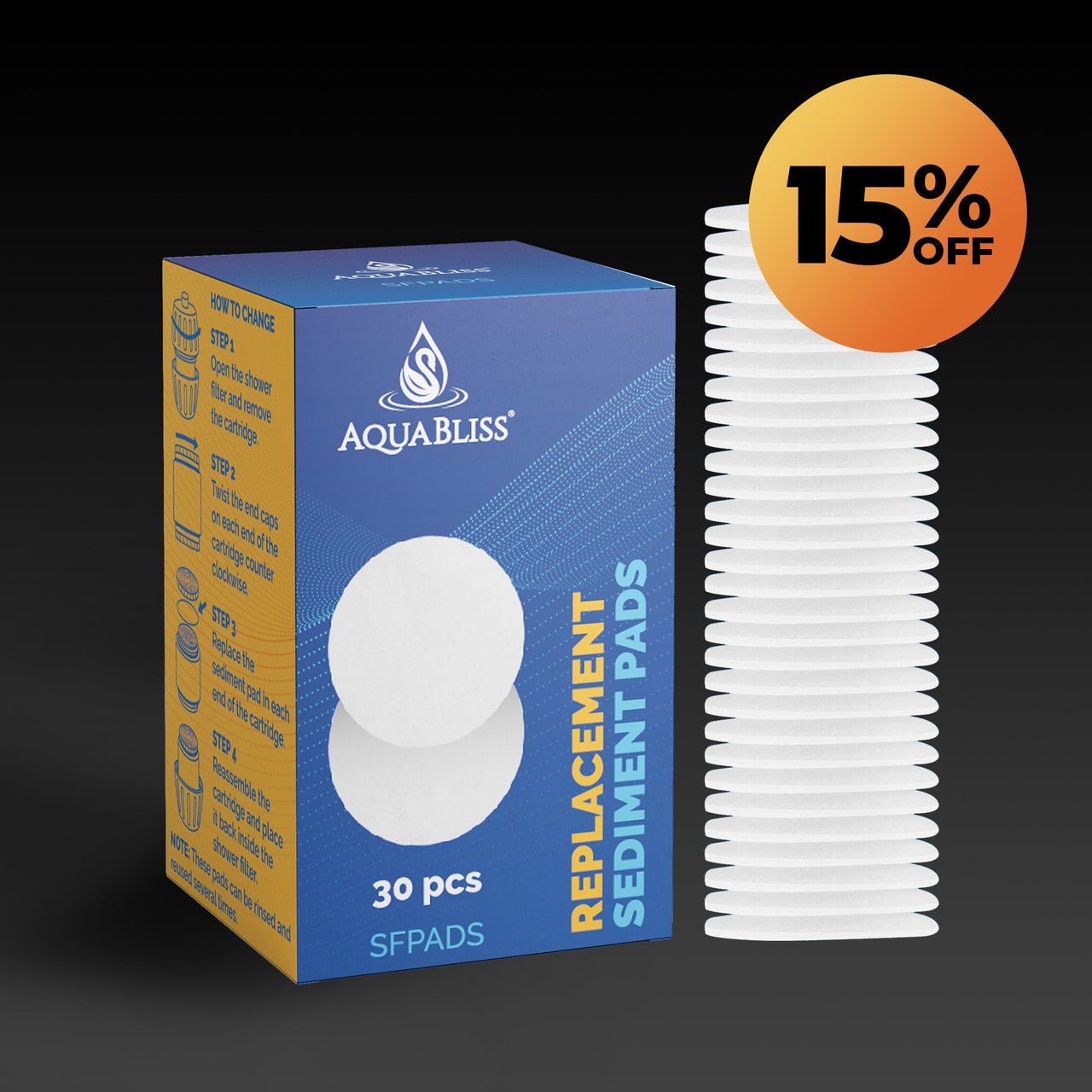 Aquabliss Reusable Sediment Pads (30-Pack, SF400/SF500 Compatible)