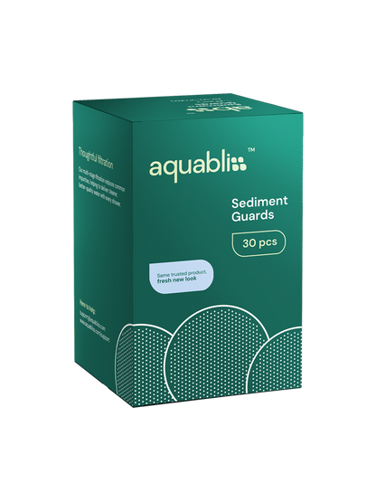 Box of Aquabliss sediment guards on a white background