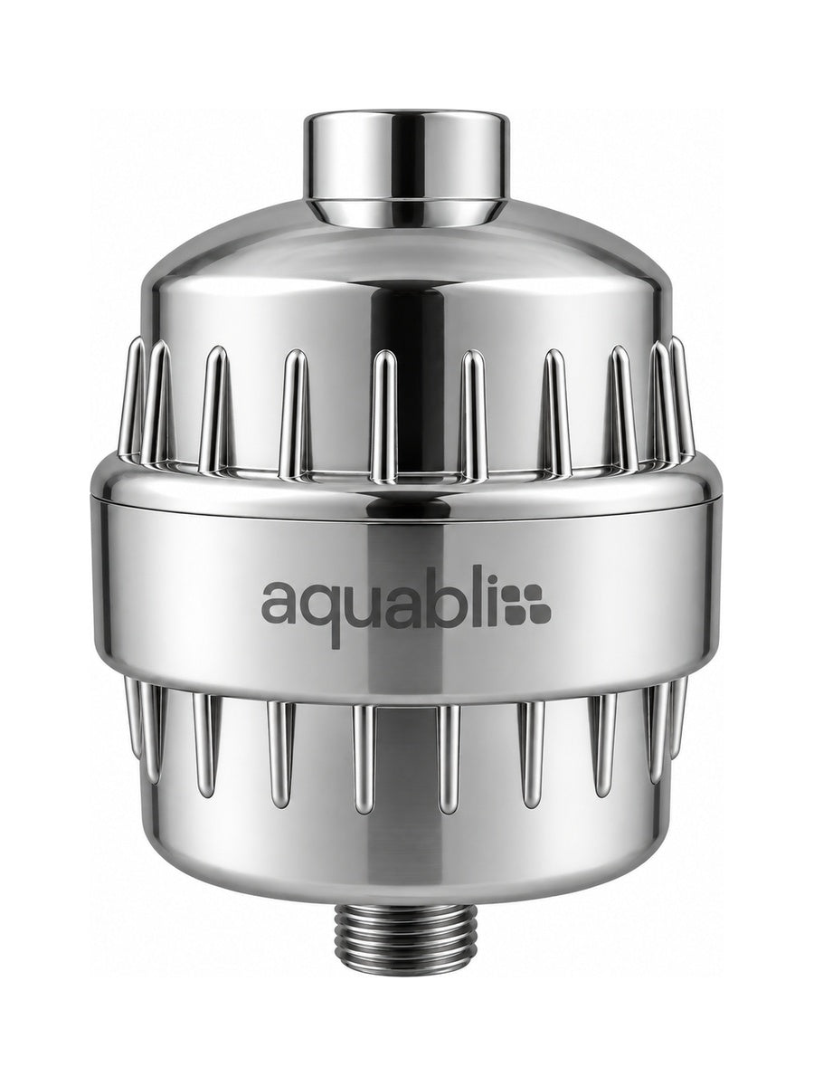 Aquabliss shower filter on a white background 