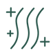 Icon of hair strands with plus signs on a white background